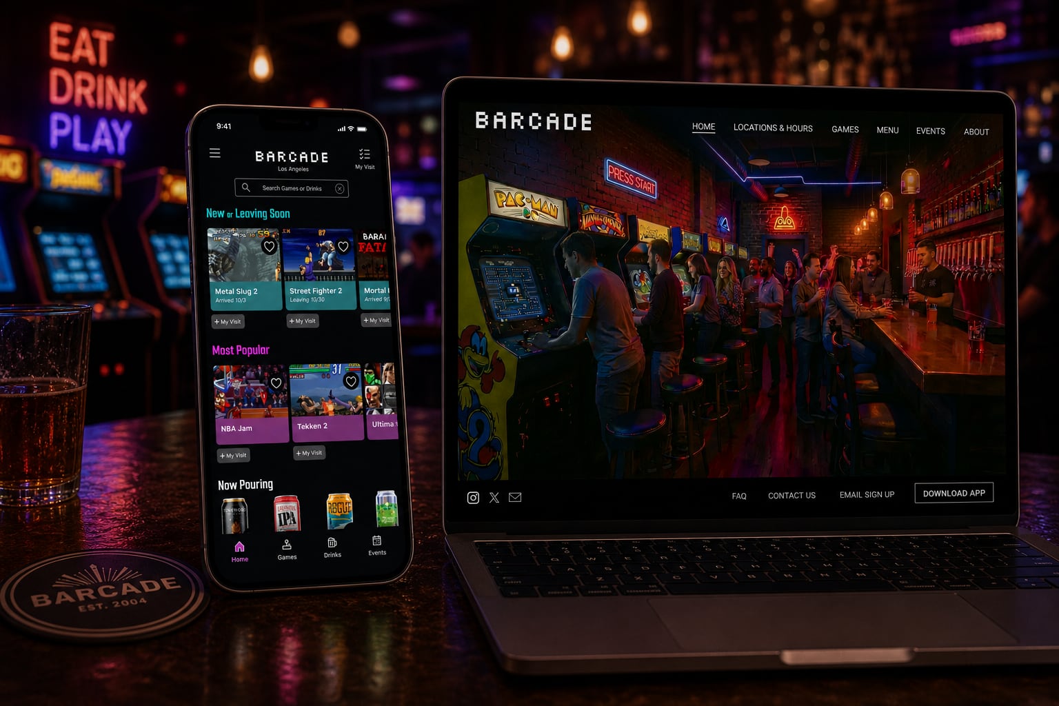 Barcade app and web product mockup